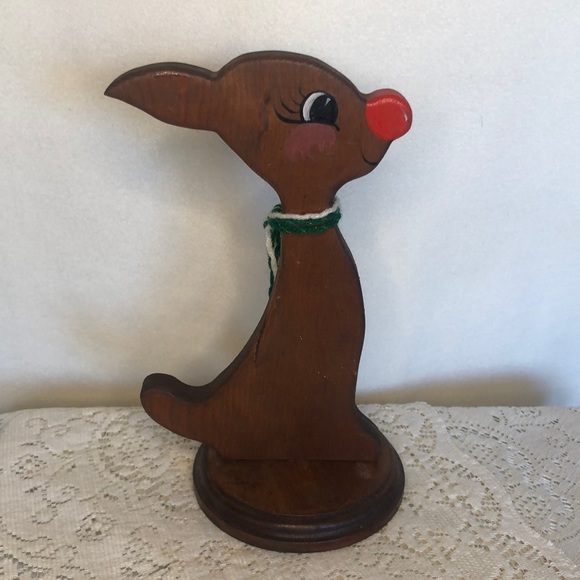 Vintage Rudolph the Red Nosed Reindeer handmade wood piece. - Picture 2 of 6